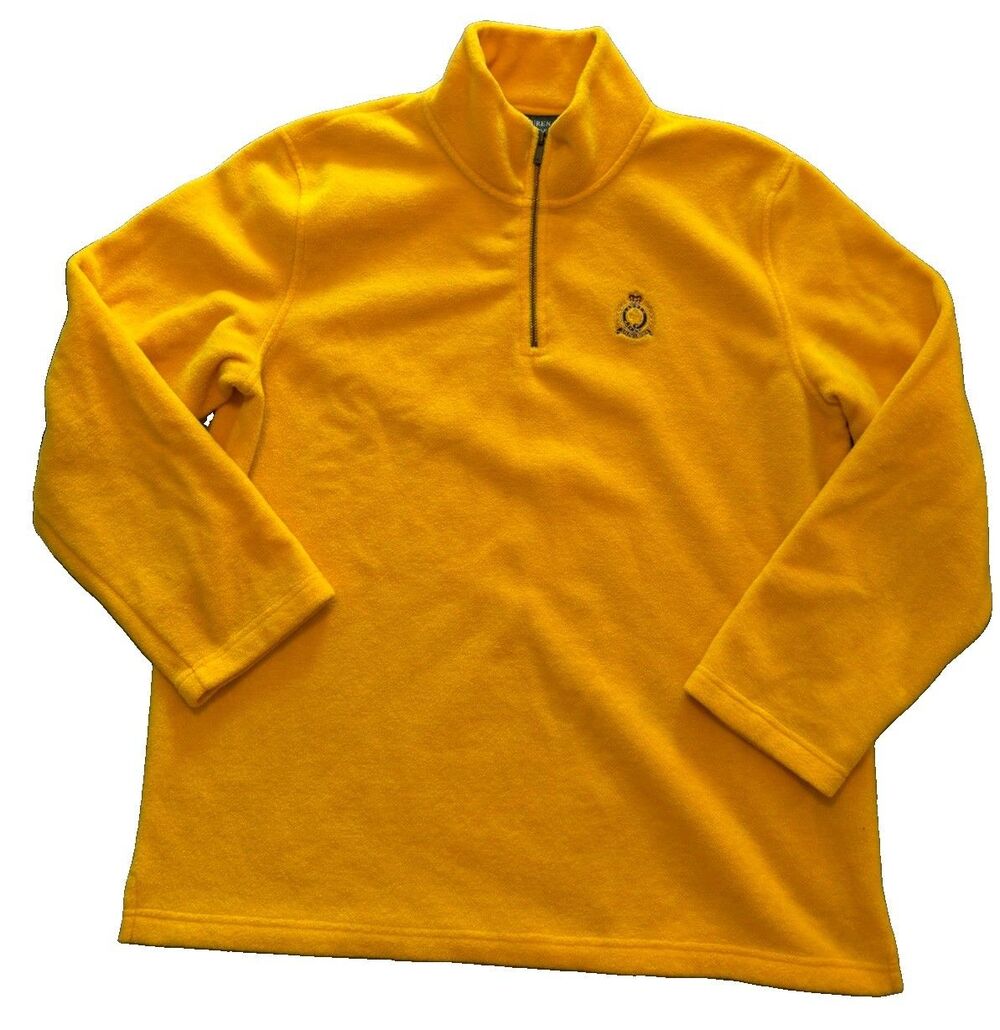 Vintage Lauren Ralph Lauren Fleece 1/4 Zip Pullover Womens XL Yellow Crest